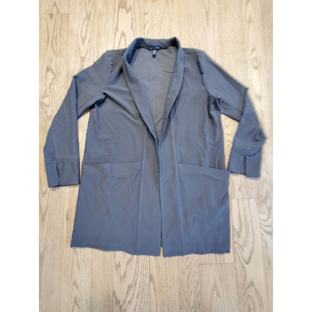 Eileen Fisher Womens M Blazer Jacket Gray Stretch Open Front EUC Minimalism